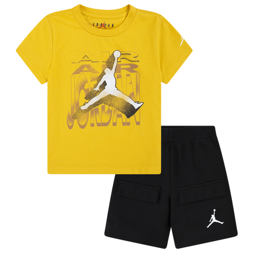 

Boys Jordan Jordan Air 2 3D Shorts Set - Boys' Toddler Yellow/Black Size 3T