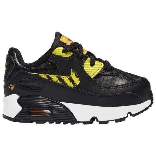 

Girls Nike Nike Air Max 90 - Girls' Toddler Shoe Black/Optic Yellow/University Gold Size 04.0