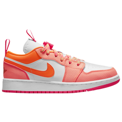 Girls' Grade School - Jordan Air Jordan 1 Low Utility - Crimson Pulse/Total Orange/White