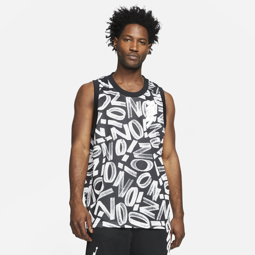 

Jordan Mens Jordan Zion Dri-Fit AOP Jersey Tank - Mens Black/Light Smoke Gray/White Size XL