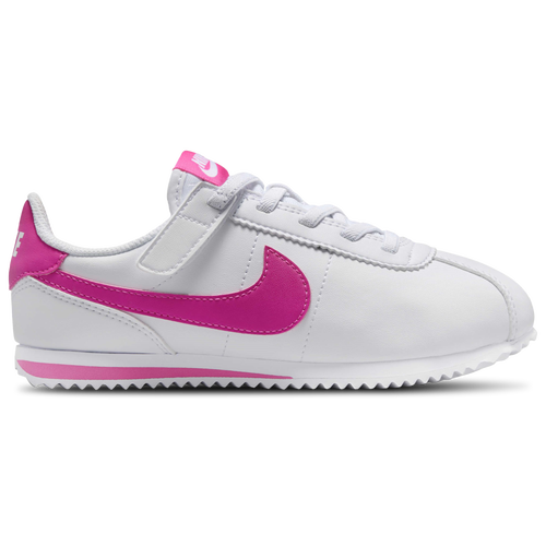 

Nike Boys Nike Cortez EasyOn - Boys' Preschool Basketball Shoes White/Laser Fuchsia Size 8.0