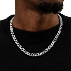 Men's - GLD 8.5MM Diamond Cuban Necklace 22 - White Gold