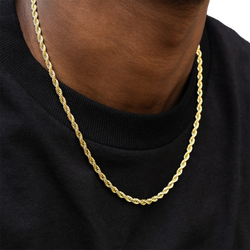 Men's - GLD 4MM Rope Chain Necklace 22 - Yellow Gold