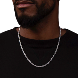 Men's - GLD 4MM Rope Chain Necklace 22 - White Gold