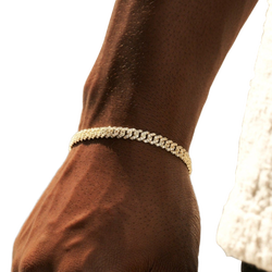 Men's - GLD 7" Micro Diamond Prong Cuban Bracelet - Gold