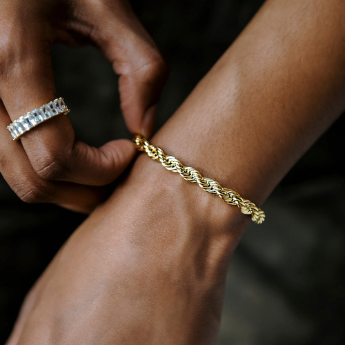 MENS - GLD 8" 6MM Rope Chain Bracelet - Gold
