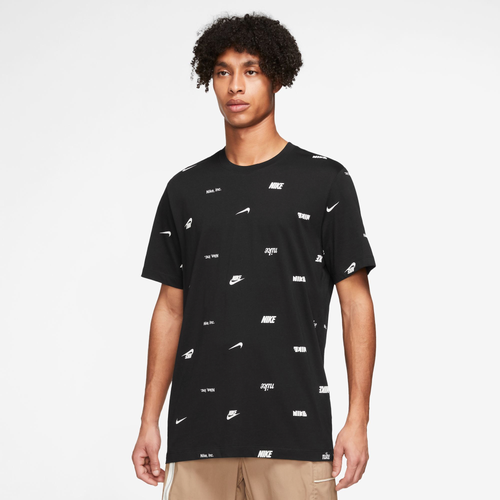 

Nike Mens Nike NSW Club+ All Out Print T-Shirt - Mens Black/Black Size L