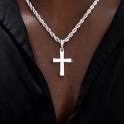 Men's - GLD Simple Cross Pendant - White Gold