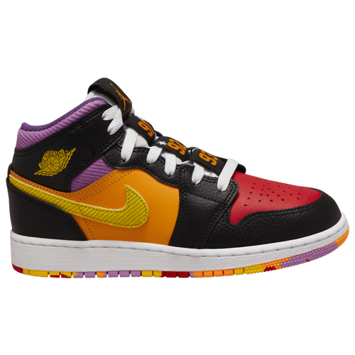 

Boys Jordan Jordan Air Jordan 1 Mid SS - Boys' Grade School Shoe Black/Opti Yellow/Univ Red Size 04.0