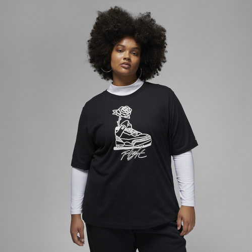 

Jordan Womens Jordan Plus Size Flight GF GFX T-Shirt - Womens Black/Black