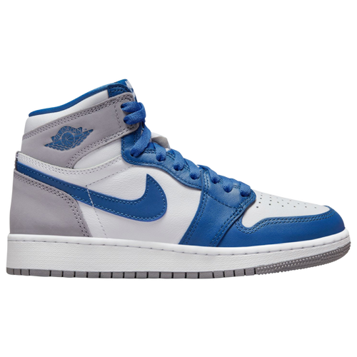 

Boys Jordan Jordan Retro 1 High OG - Boys' Grade School Shoe White/Grey/Blue Size 04.5