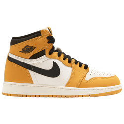 Boys' Grade School - Jordan Retro 1 High OG - Black/Sail/Yellow Ochre