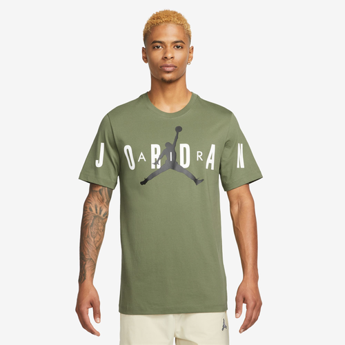 

Jordan Mens Jordan Air Stretch Short Sleeve T-Shirt - Mens Sky J Light Olive/Black/White Size M