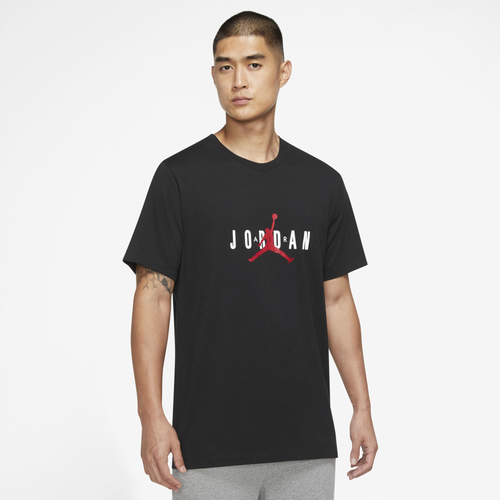 

Jordan Mens Jordan Air Stretch Short Sleeve Crew - Mens Black/White/Gym Red Size XL