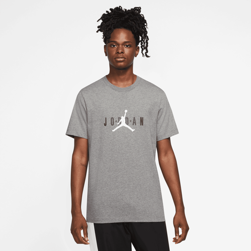 

Jordan Mens Jordan Air Stretch Short Sleeve Crew - Mens Carbon Heather/Black/White Size L