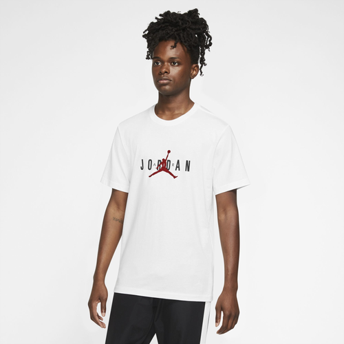 

Jordan Mens Jordan Air Stretch Short Sleeve Crew - Mens White/Black/Gym Red Size L