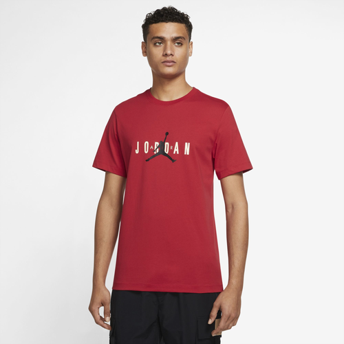 

Jordan Mens Jordan Air Stretch Short Sleeve Crew - Mens Fire Red/Black Size S