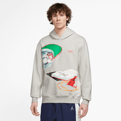 Men's - Jordan Flight Artist Pullover - Oatmeal Heather/Sail/University Red