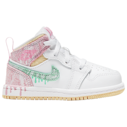 Girls' Toddler - Jordan AJ 1 Mid Edge Glow - White/Green Glow/Arctic Punch