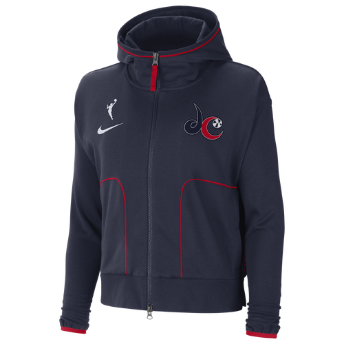 Shop Nike Womens  Wnba Dri-fit Knit Jacket In White/university Red/college Navy