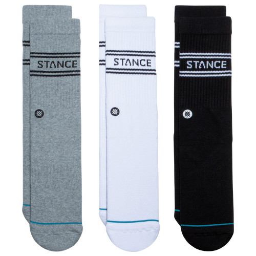 

Stance Mens Stance Basic 3 Pack Crew Socks - Mens Black/White/Grey Size L