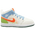 Jordan AJ 1 Mid SE - Boys' Preschool Sail/Safety Orange/Psychic Blue