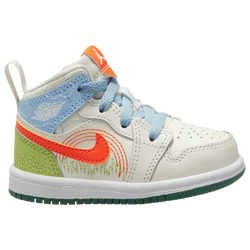 Boys' Toddler - Jordan AJ 1 Mid SE - Sail/Psychic Blue/Safety Orange