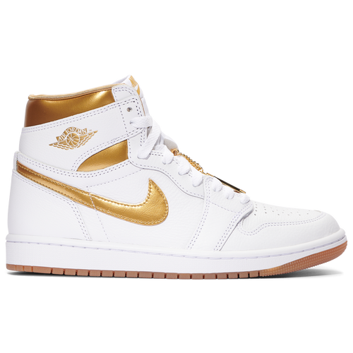 

Jordan Womens Jordan AJ1 High Remastered - Womens Basketball Shoes White/Gold Size 09.5