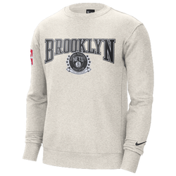 Men's - Nike Nets Courtside 75 Fleece Crew - Grey/Black