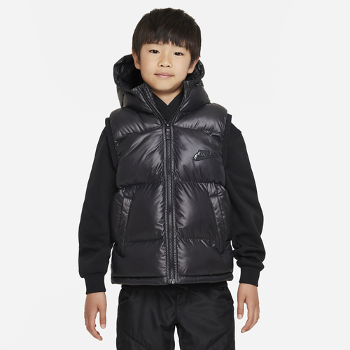 

Nike Boys Nike Heavyweight Synthetic Fill EasyOn Puffer - Boys' Grade School Anthracite/Black/Black Size S