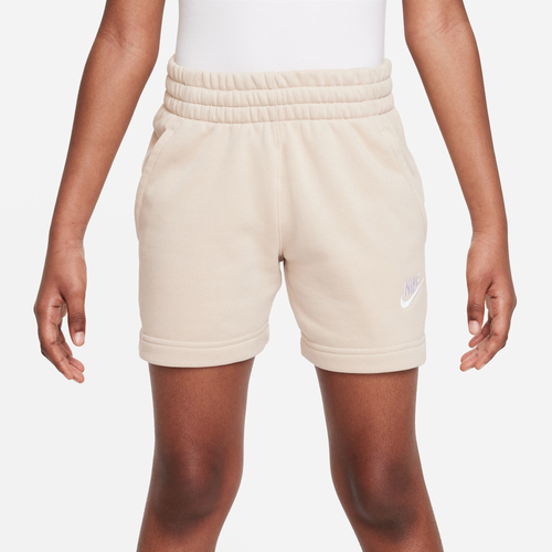 

Girls Nike Nike NSW Club FT 5" Shorts - Girls' Grade School Sand Drift/White Size XL