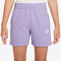 Girls' Grade School - Nike NSW Club FT 5" Shorts - White/Purple