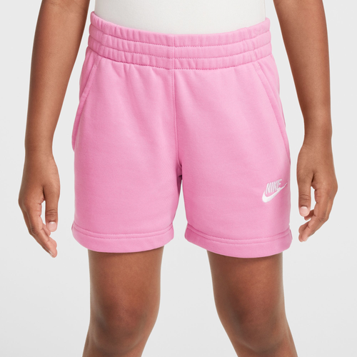 Nike Girls   Nsw Club Ft 5" Shorts In White/pink