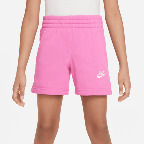 

Nike Girls Nike NSW Club FT 5" Shorts - Girls' Grade School White/Playful Pink Size M