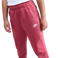 Girls' Grade School - Nike NSW Club Fleece High Rise Pant LBR - White/Sweet Beet/Sweet Beet