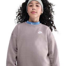Girls' Grade School - Nike NSW Oversized Club Fleece Crew - Platinum Violet/White/Platinum Violet