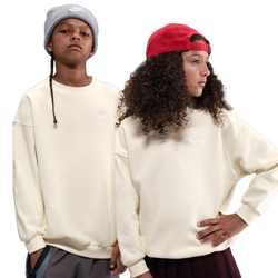 Girls' Grade School - Nike NSW Oversized Club Fleece Crew - White/Soft Pearl/Soft Pearl