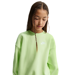 Girls' Grade School - Nike NSW Oversized Club Fleece Crew - White/Lt Liquid Lime/Lt Liquid Lime
