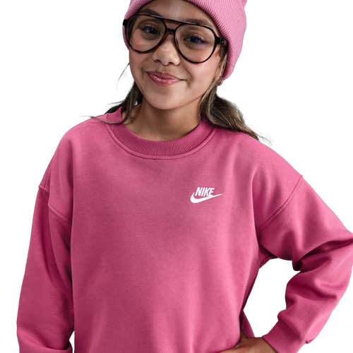 GIRLS - Nike NSW Oversized Club Fleece Crew - Sweet Beet/White