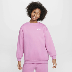 Girls' Grade School - Nike Club Fleece Oversized Crew LBR - White/Magic Flamingo