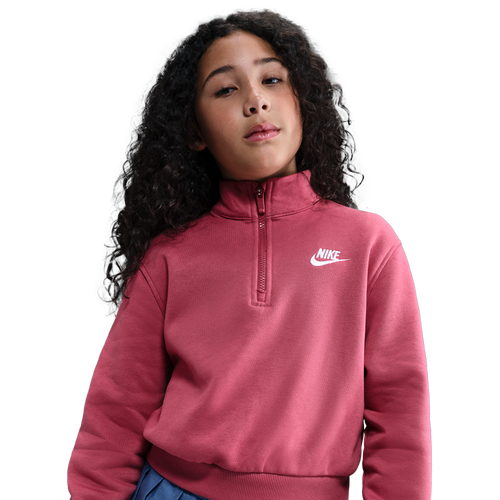 Nike Girls   Club Half-zip Fleece Hoodie In Red