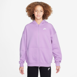 Girls' Grade School - Nike NSW Club Fleece Oversized LBR Full-Zip - Rush Fuchsia/White