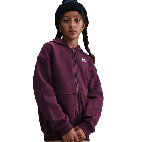 GIRLS - Nike NSW Club Fleece Oversized LBR Full-Zip - Bordeaux/White