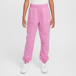 Girls' Grade School - Nike NSW Club LBR Oversized Fleece Pants - White/Magic Flamingo