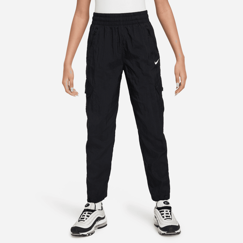 Shop Nike Girls   Nsw Woven Hr Cargo Pants Odp In Black/black