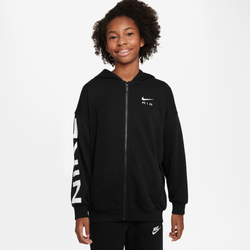 Girls' Grade School - Nike NSW Club Fleece Full-Zip Air Hoodie - White/Black