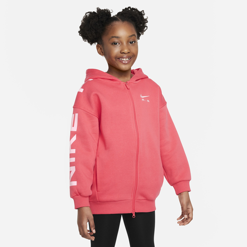 

Girls Nike Nike NSW Club Fleece Air Hoodie Full Zip - Girls' Grade School Lt Fusion Red/Med Soft Pink Size S