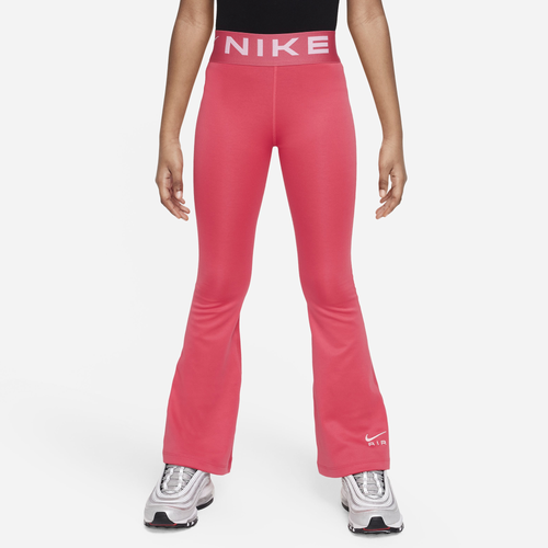 

Girls Nike Nike NSW Air Essential HR Tight Flare - Girls' Grade School Lt Fusion Red/Med Soft Pink Size M