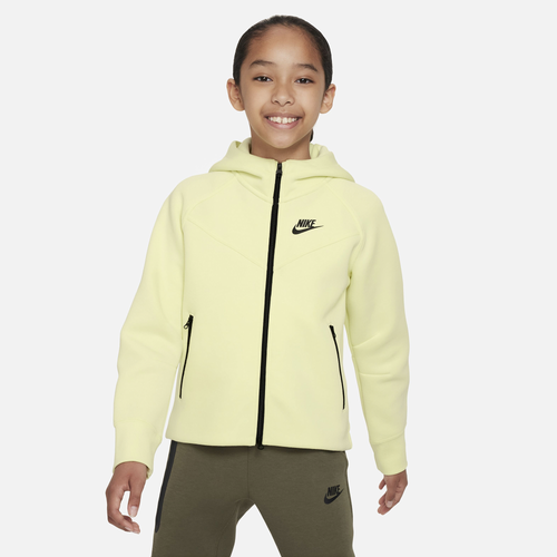 

Nike Girls Nike Tech Fleece Full-Zip Hoodie - Girls' Grade School Black/Luminous Green/Black Size S