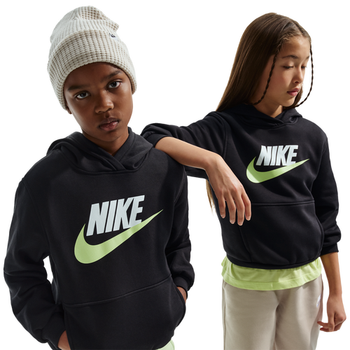 Nike NSW Club HBR Fleece Hoodie - Nike Black/White Lt Liquid Lime